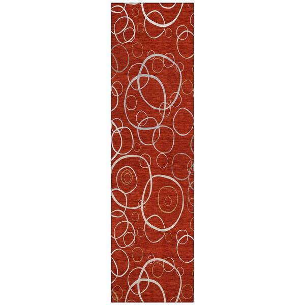 Chantille Machine Washable Indoor/Outdoor Abstract ACN2408 Red 2 ft. x 7 ft. Runner Rug