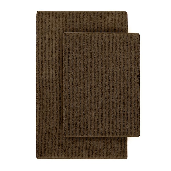 Garland Rug Sheridan Chocolate 21 in. x 34 in. Washable Bathroom 2-Piece Rug Set