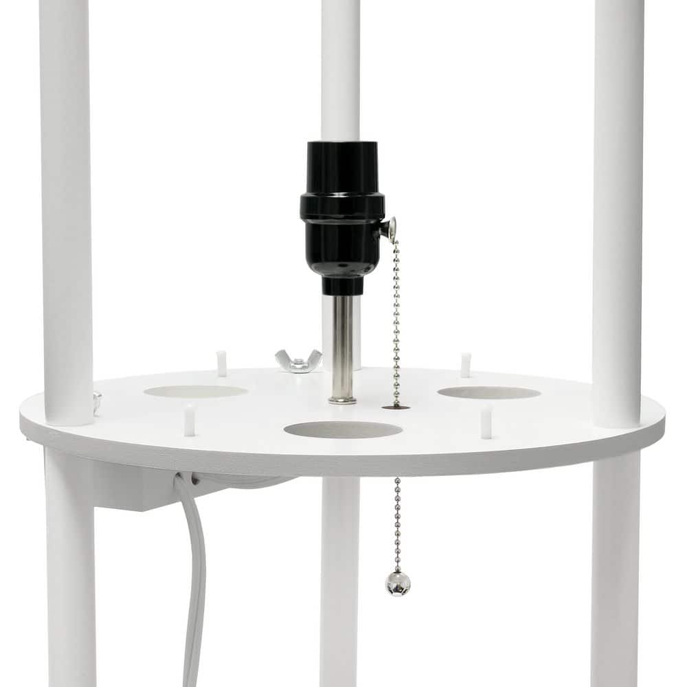 White Adjustable 3-Shelf Floor Lamp with USB Ports