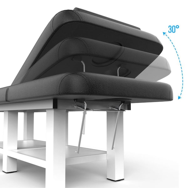 31.5 in. Black Professional Massage Table Bed Heavy Duty 800 lbs. Capacity Adjustable Face Hole PU Leather