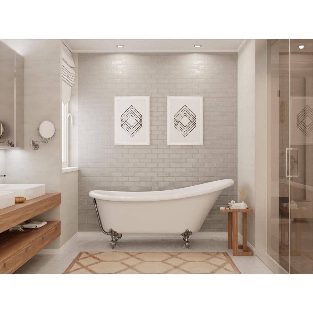 Diamante 67'' White Acrylic Clawfoot Slipper Bathtub