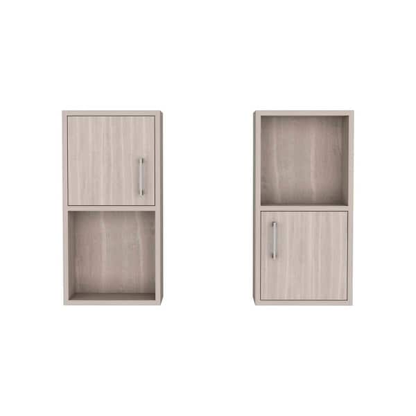 11.80 in. W x 6.20 in. D, 2-Piece Wall-Mounted Storage Cabinet Modern Floating 2-Tier Cubby Decorative Wall Shelf, Beige