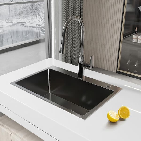 Satico 27 in. Undermount Single Bowl Black Stainless Steel