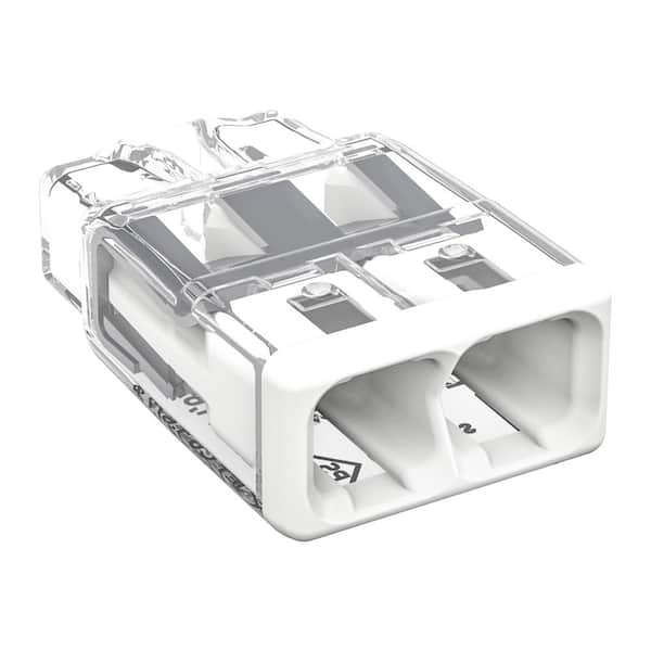2773 Series 2-Port Push-in Wire Connector for Junction Boxes, Electrical Connector with White Cover, (10-Pack)