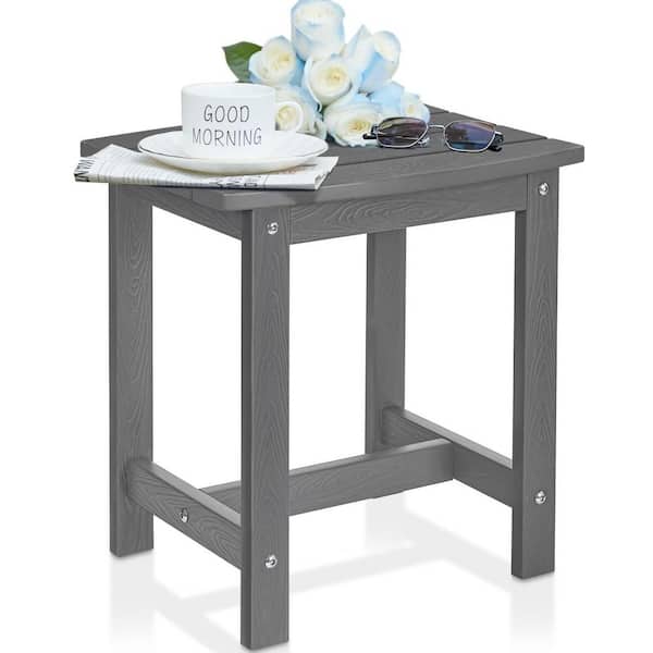 Unbranded Waterproof Single Tier Dark Gray Rectangle HIPS Plastic 16.7 in. Outdoor Side Table
