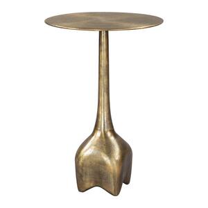 Lexi 14.6 in.W Antique Brass 21.7 in.H Round Marble top Aluminum End Table