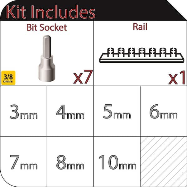 3/8 in. Drive Metric Hex Bit Socket Set (7-Piece)