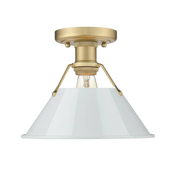 Golden Lighting Orwell 10 in. 1-Light Brushed Champagne Bronze and Dusky Blue Flush Mount
