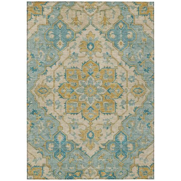 Chantille Machine Washable Indoor/Outdoor Abstract ACN3027 Teal 10 ft. x 14 ft. Area Rug