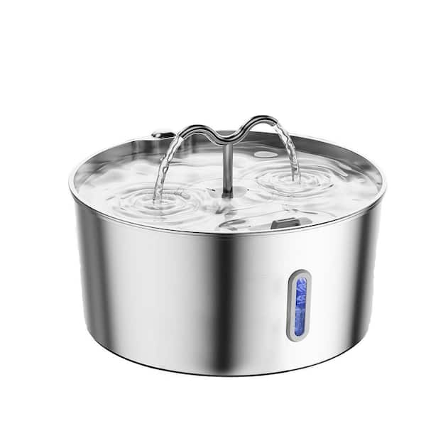 7 L Stainless Steel Automatic Cat Water Fountain Large Dog Dispenser with Filters Dual Function for Multiple Pets Indoor