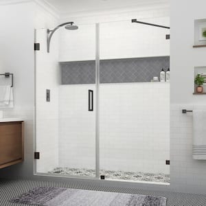 Nautis XL 71.25 to 72.25 in. W x 80 in. H Hinged Frameless Shower Door in Oil Rubbed Bronze with Clear StarCast Glass