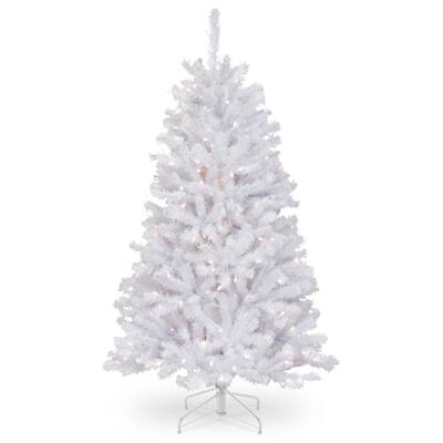 4.5 ft. North Valley White Spruce Artificial Christmas Tree with Clear Lights