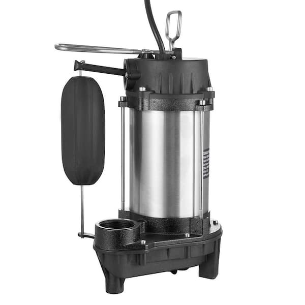 SKYSHALO 0. 75HP Submersible Sewage Pump, 5000 GPH, Cast Iron, 28 ft. Lift, 10 ft. Cord, Auto Float Switch, Stainless Steel