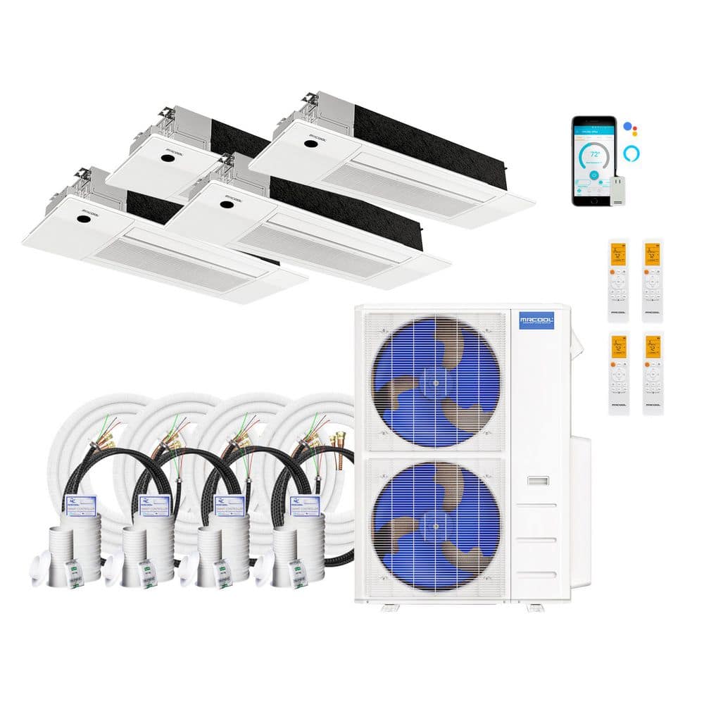 DIY 5thGen 39,000 BTU 4Ton 4Zone 21.8 SEER2 Ductless MiniSplit AC, HeatPump-Cassettes 3-9K,12K and 2-25,35,50 ft. Lines price history on PriceWatchPro