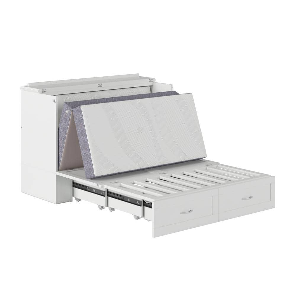 Murphy Full/Double White Wood Frame Upholstered Bed with Storage Drawer