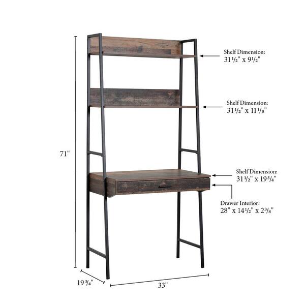 3 Shelf Ladder Bookcase With, Rustic Farmhouse Ladder Bookcase