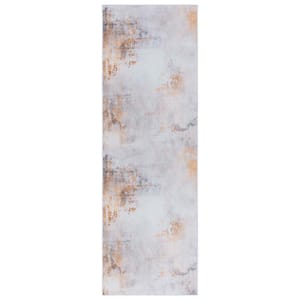 Tacoma Gray/Gold 3 ft. x 8 ft. Machine Washable Distressed Abstract Runner Rug