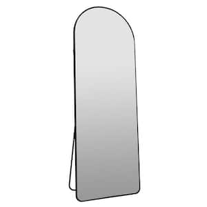 23.2 in. W x 64.9 in. H Metal Frame Arched Floor Mounted Full Length Black Mirror