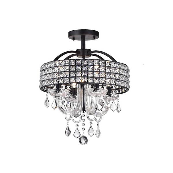 DESwan 4-Light Black and Brown Finish Chandelier with Clear Glass Shades