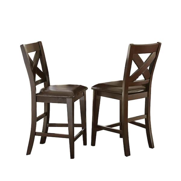 Steve Silver Company Crosspointe 43 in. Dark Espresso Counter Chair (Set of 2)