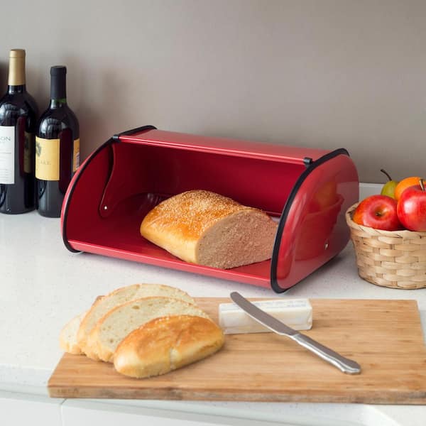 Home Basics Stainless Steel Bread Storage Box in Red