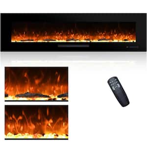 72 in. Recessed and Wall Mounted Electric Fireplace Insert, 1500/750W, 13 Flame Colors and 5 Brightness