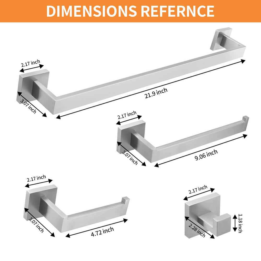 Brushed Nickel 5-Piece Stainless Steel Bathroom Hardware Set