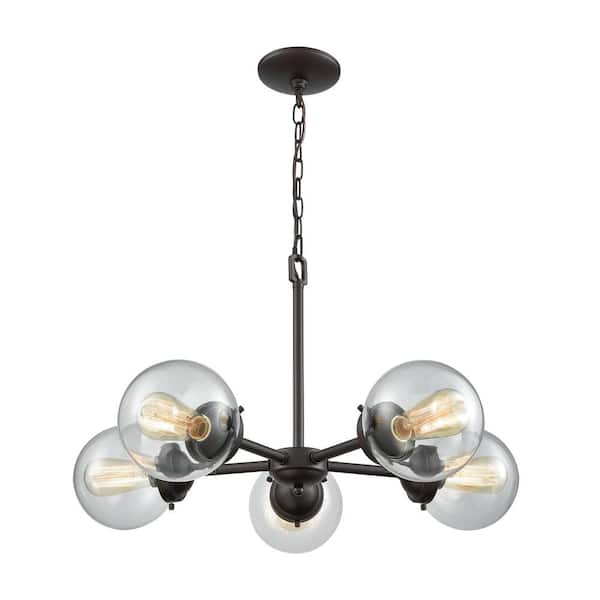 Thomas Lighting Beckett 5-Light Oil Rubbed Bronze Chandelier With Clear Glass Shades