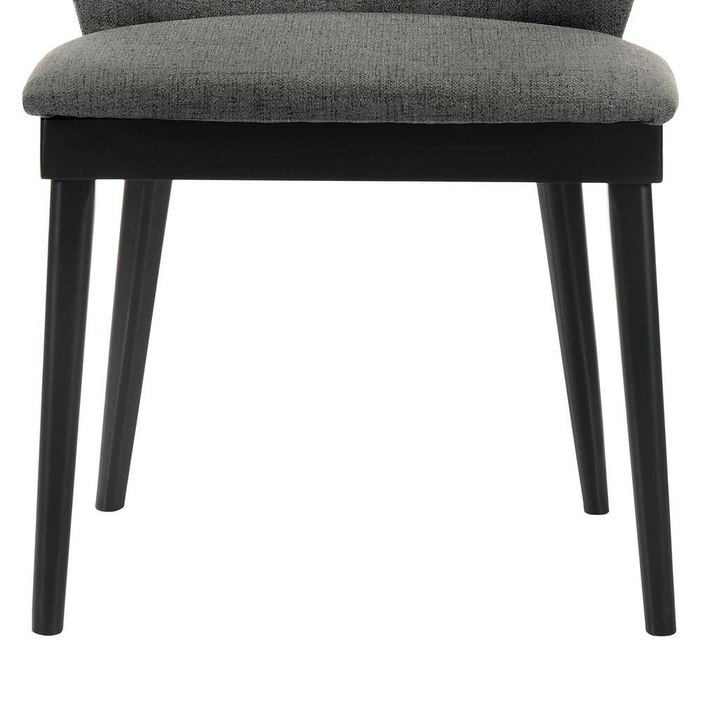 Juno Charcoal Fabric and Black Wood Upholstered Side Chairs, Set of 2