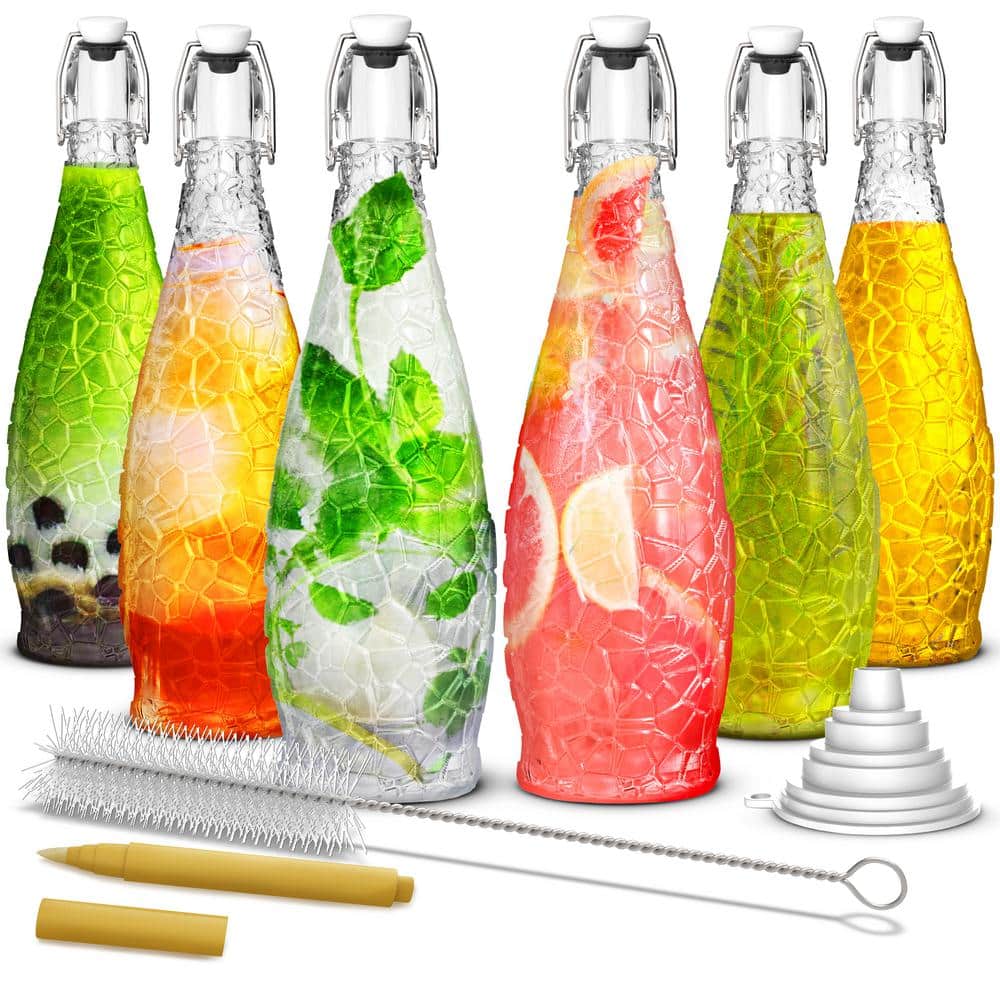 Nevlers 33 oz. Textured Teardrop Swing Top Glass Bottles