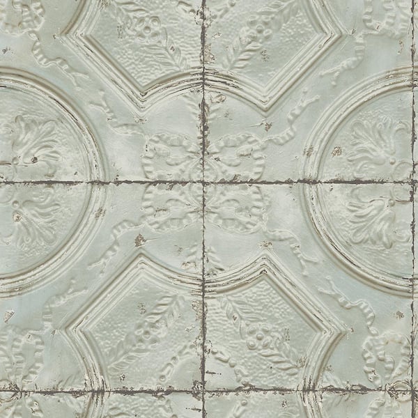 Chesapeake Susanna Teal Vintage Tin Tile Strippable Roll (Covers 56.4 sq. ft.)