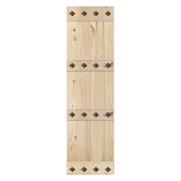 ISLIFE Mid-Century Style 24 in. x 84 in. Unfinished DIY Knotty Pine Wood Sliding Barn Door Slab