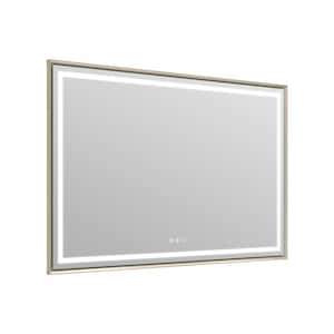 48 in. W x 32 in. H Rectangular Aluminum Slope Framed Super Bright Wall Mounted LED Bathroom Vanity Mirror in Champ Gold