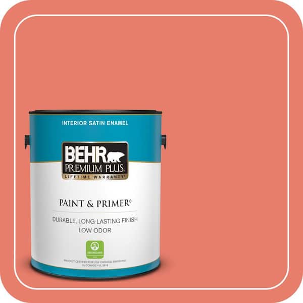 BEHR PREMIUM PLUS 1 gal. Home Decorators Collection #HDC-SM14-12 Cosmic Coral Satin Enamel Low Odor Interior Paint & Primer