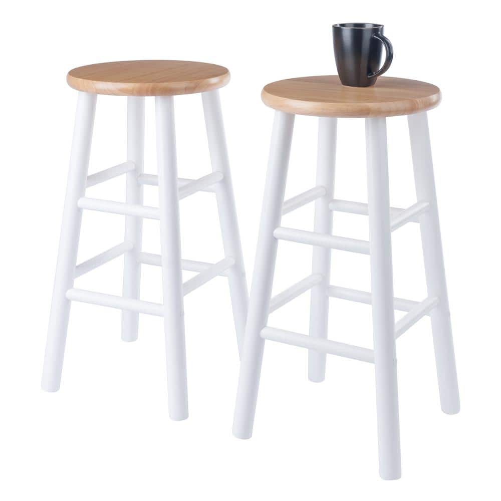 Winsome Huxton Natural & White Solid Wood Counter Stools, Set of 2