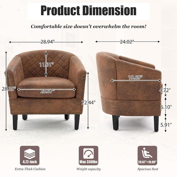 HOMEFUN Modern Coffee Microfiber Wood Frame Accent Arm Chair with