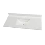 49 in. W x 22 in. D Engineered Marble Vanity Top in Snowstorm with White Single Trough Sink