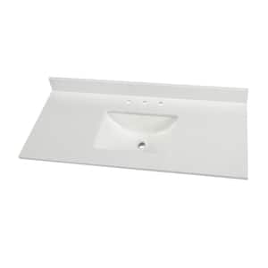 49 in. W x 22 in. D Engineered Marble Vanity Top in Snowstorm with White Single Trough Sink