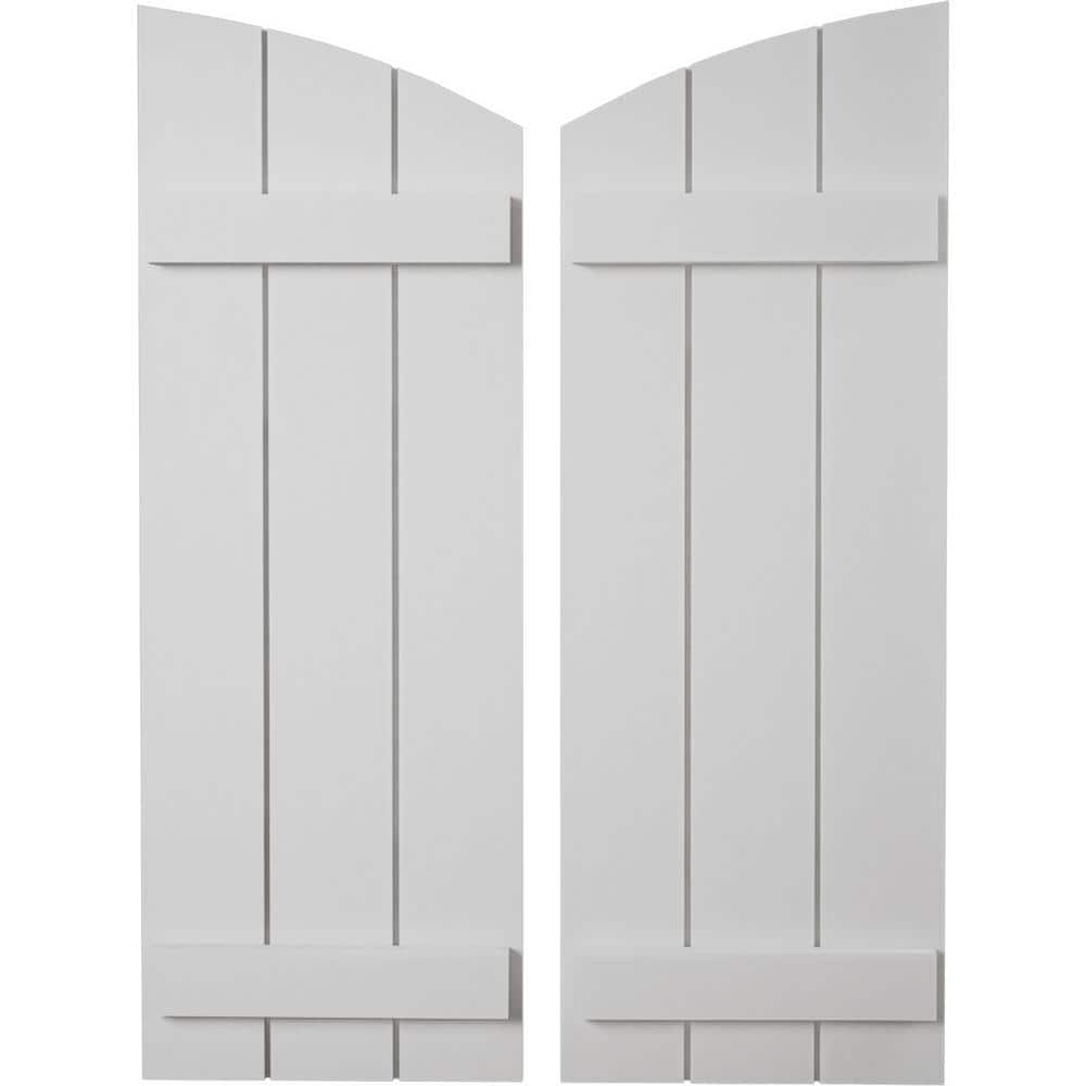 16.5 in. x 50 in. Polyurethane Smooth 3 Board Joined Board-n-Batten Elliptical Top Faux Wood Shutters Primed Tan price history on PriceWatchPro