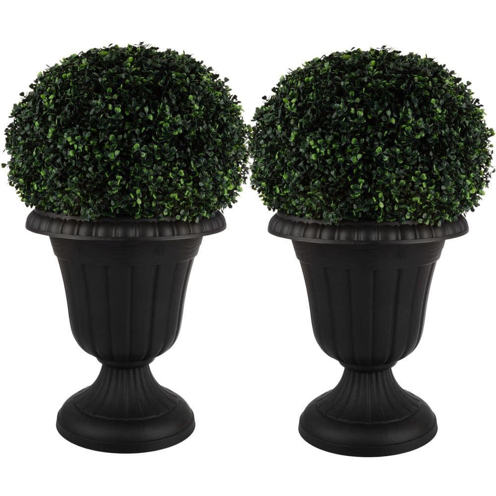 16 in. W x 18 in. H-in. Plastic Urn Planter 2-Pack, Black price history on PriceWatchPro