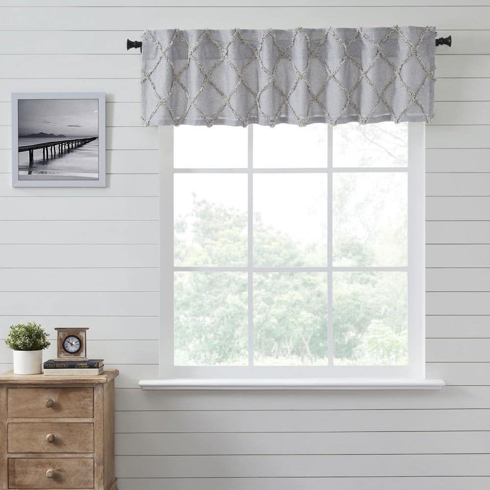 Frayed Lattice 72 in. L x 16 in. W Cotton Valance in Creme & Black price history on PriceWatchPro