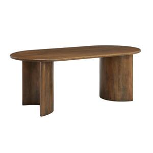 Whitlock 80 in. Dark Haze Oval Wood Dining Table with Curved Legs (Seats 6)