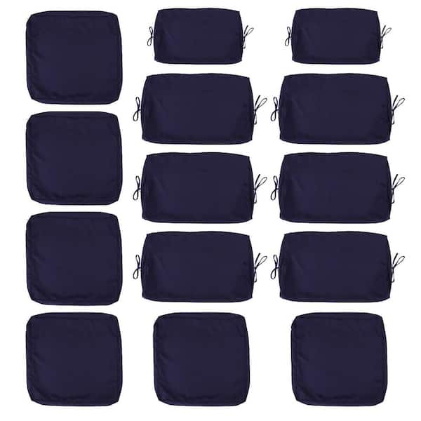 OGETFUUR 14-Piece Navy Blue Outdoor Cushion Cover Set with Zipper for 6-Seater Wicker Rattan Sectional Sofa