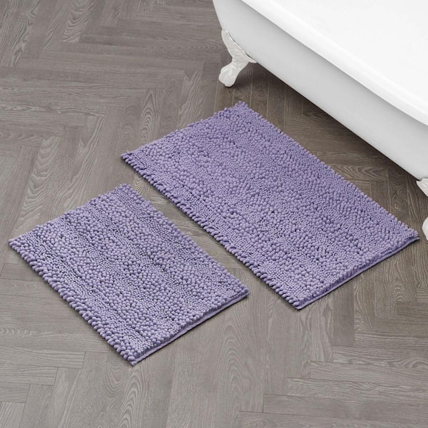 Laura Ashley Non-Slip Astor Chenille Purple 20 in. x 34 in