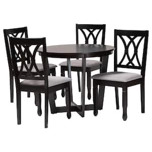 Aggie 5-Piece Grey and Dark Brown Wood Top Dining Set