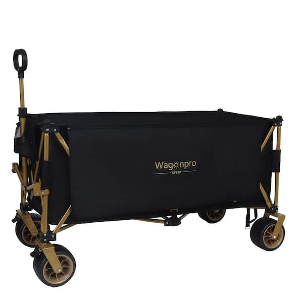 Black and Brown 9 cu. ft. Foldable Steel Extended Garden Cart with 7 in. All-Terrain Wheels