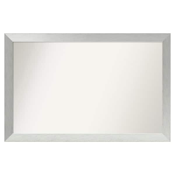 Amanti Art Brushed Sterling Silver 46 in. x 30 in. Custom Non-Beveled Wood Framed Bathroom Vanity Wall Mirror