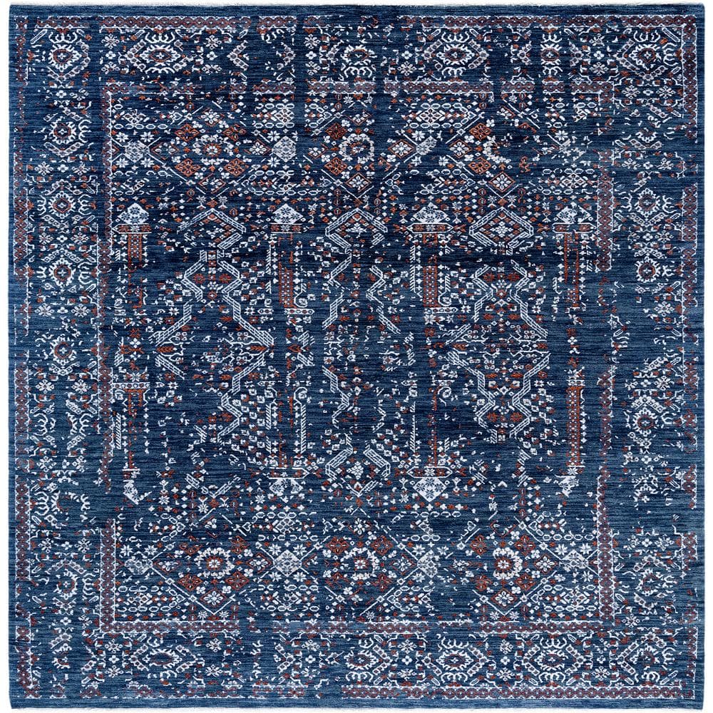 Ikat Navy 8 X 10 Hand-Knotted Wool Silk Indoor Area Rug price history on PriceWatchPro
