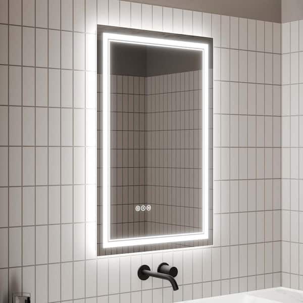 Unbranded 24 in. W x 36 in. H Frameless LED Bathroom Mirror Wall Mount 3 Colors Dimmable Vanity Mirror with Memory