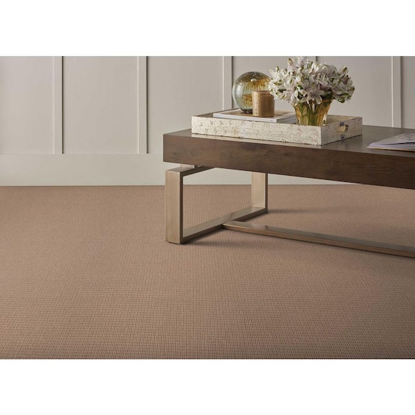 Upland Heights Oakwood Brown 13.2 ft. 34 oz. Wool Pattern Installed Carpet